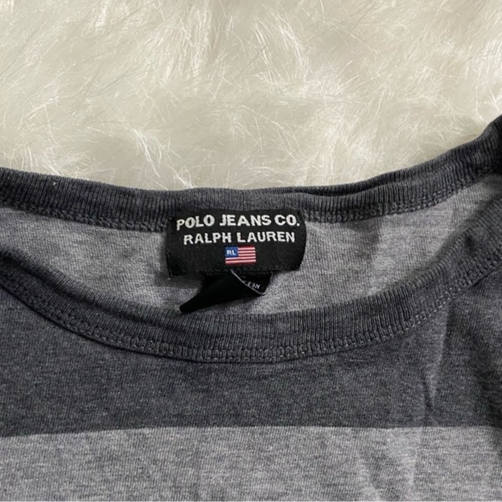 Polo by Ralph Lauren Gray Striped Long‎ Sleeve Polo Mens Size XL - Picture 4 of 8